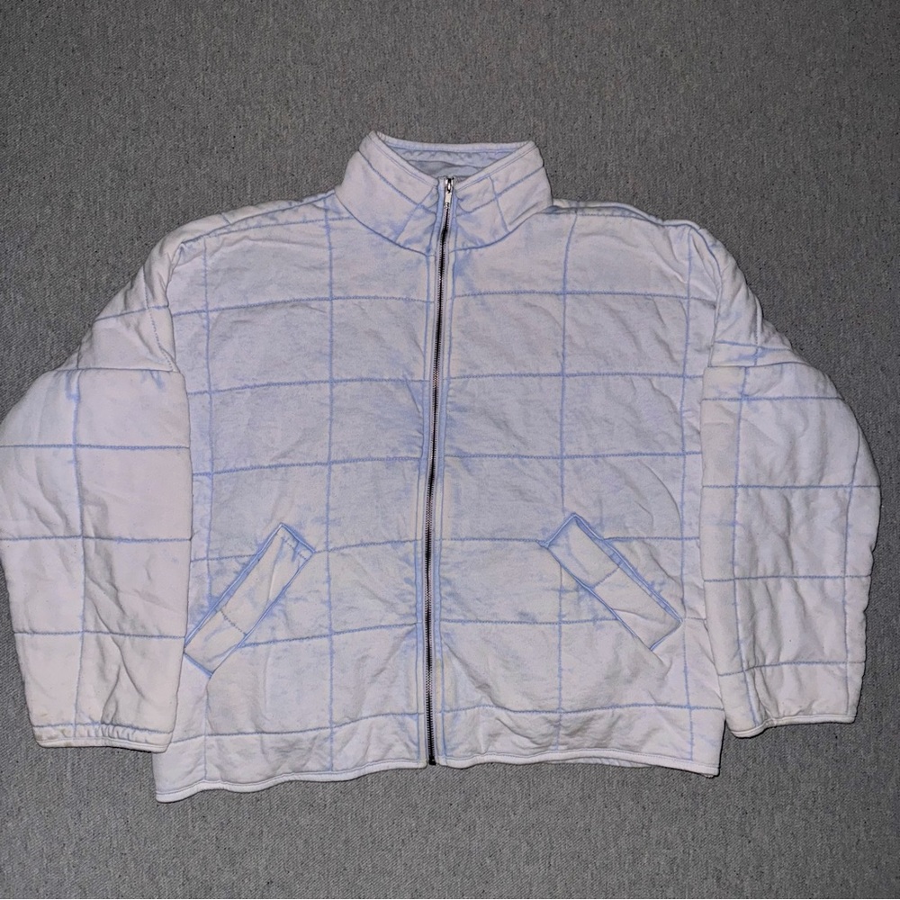 Forever 21 Light Blue Quilted Zip-Up Jacket 🩵🤍